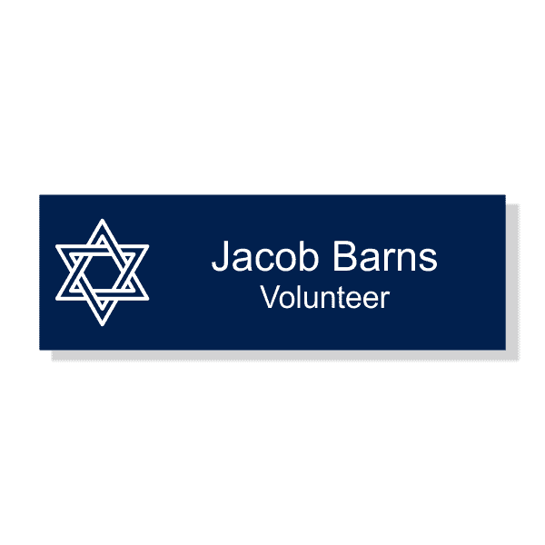 Jewish Faith Engraved Rectangle Name Tag