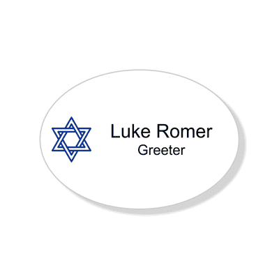 Jewish Faith Full Color Name Tag - Oval