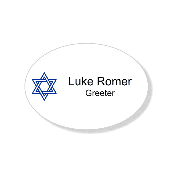 Jewish Faith Full Color Oval Name Tag 