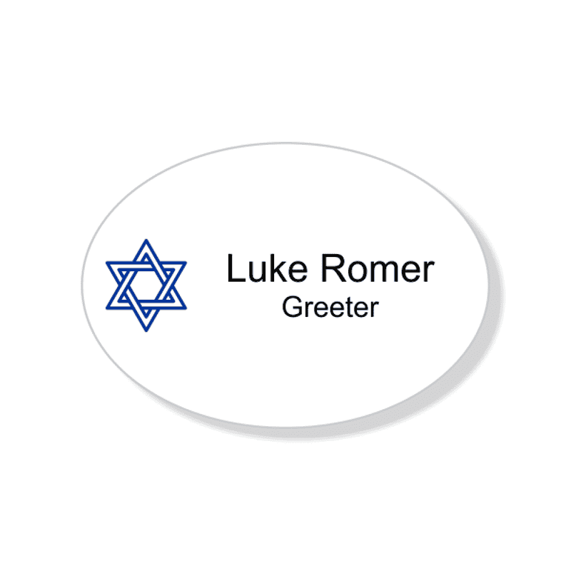 Jewish Faith Full Color Name Tag - Oval