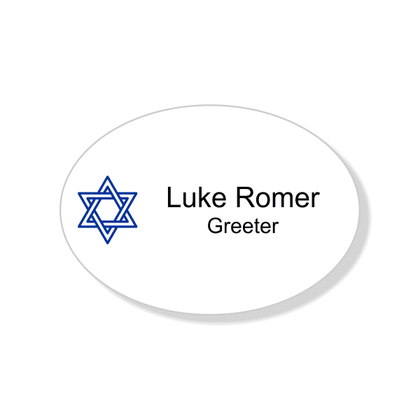 Jewish Faith Full Color Oval Name Tag 