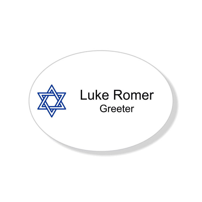 Jewish Faith Full Color Name Tag - Oval
