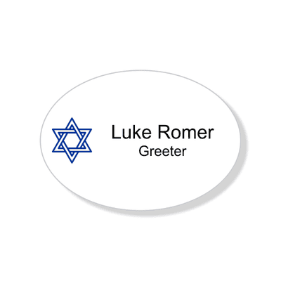 Jewish Faith Full Color Name Tag - Oval