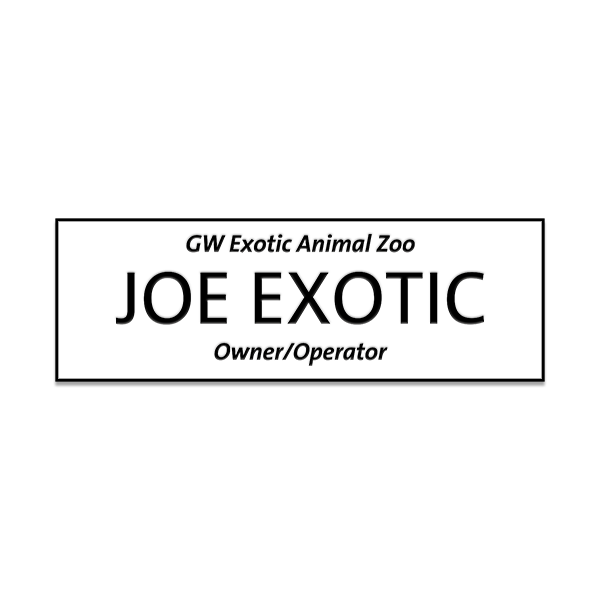 Joe Exotic Zoo Halloween Name Tag