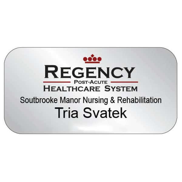 K&L Regency Healthcare System Name Badge