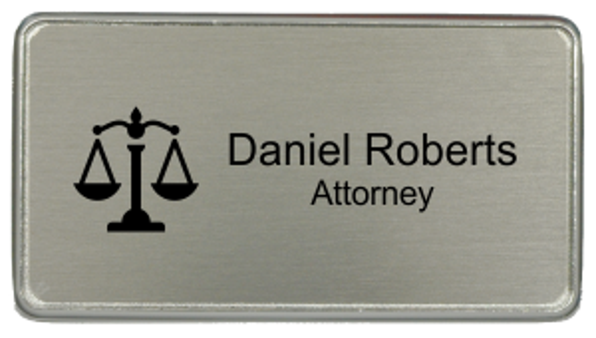 3x1.5 inch Law Office Rectange Name Badge w/Holder