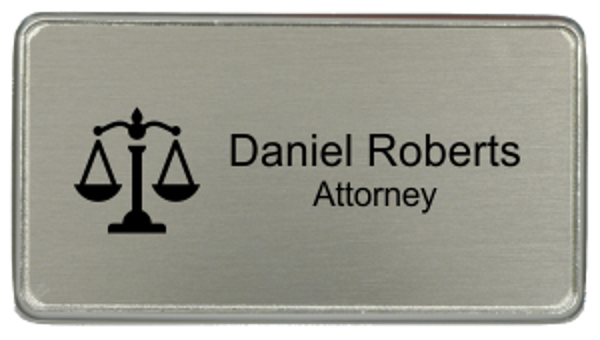 Law Office Rectangular 3" x 1.5" Premier Holder Name Tag