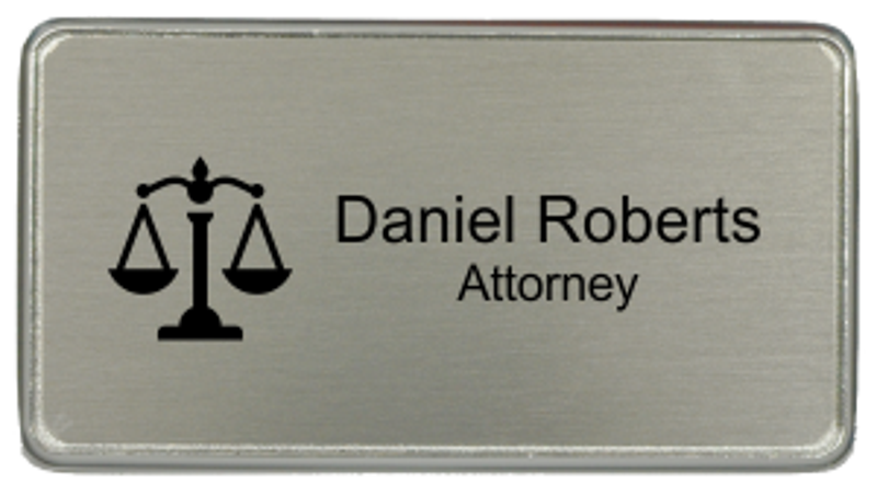 3x1.5 inch Law Office Rectange Name Badge w/Holder