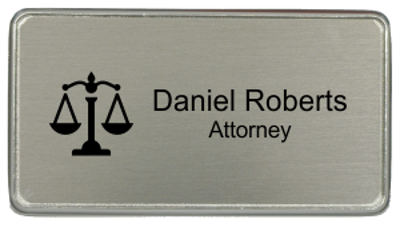 3x1.5 inch Law Office Rectange Name Badge w/Holder