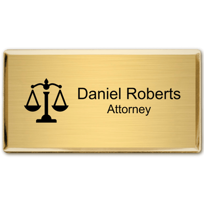 3x1.5 inch Law Office Rectangular Name Badge w/ Executive Holder