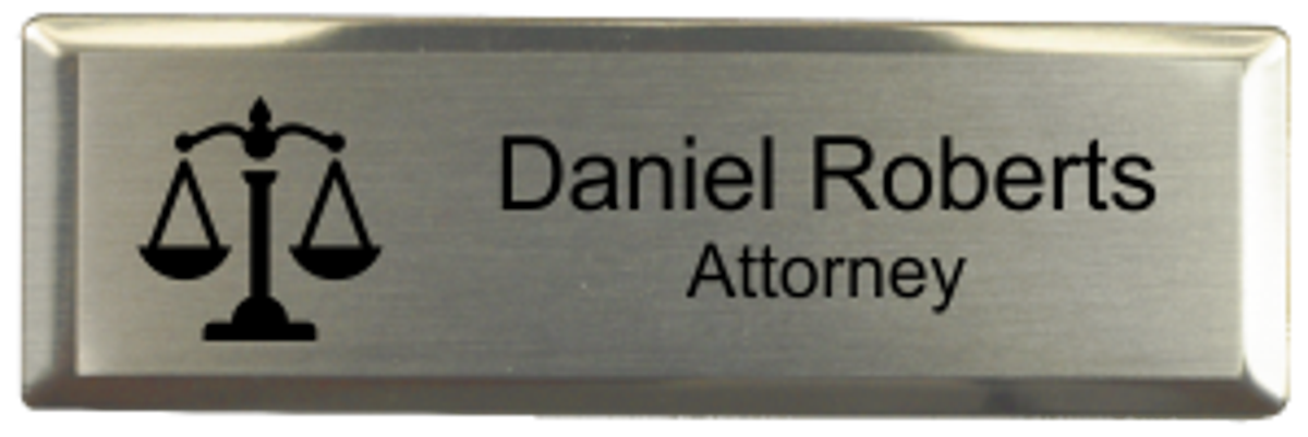 3x1 inch Law Office Small Name Badge w/ Silver Holder