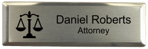 3x1 inch Law Office Small Name Badge w/ Silver Holder