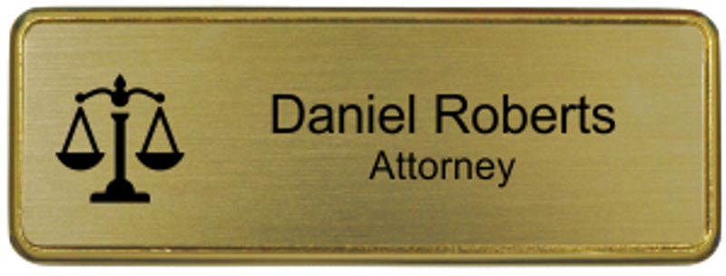 3x1 inch Law Office Small Name Badge w/ Holder