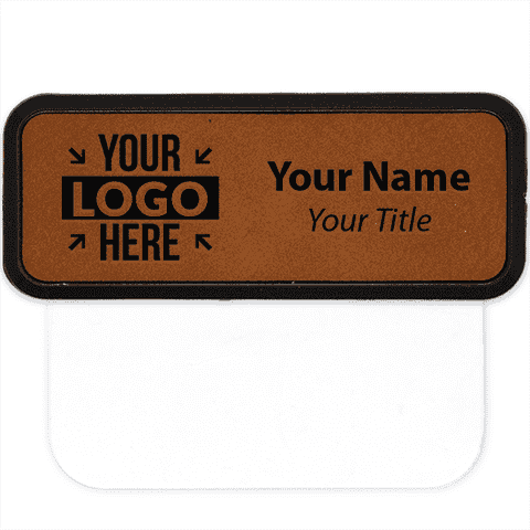 Leatherette 1" x 3" Framed Pocket Name Badge