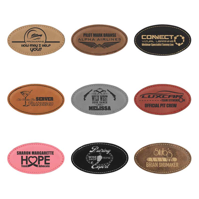 Leatherette Magnetic Name Tag - Oval