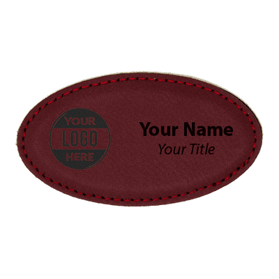 Leatherette Oval Magnetic Name Tag - 1.75" x 3.25"