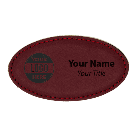 Leatherette Oval 1.75" x 3.25" Magnetic Name Tag