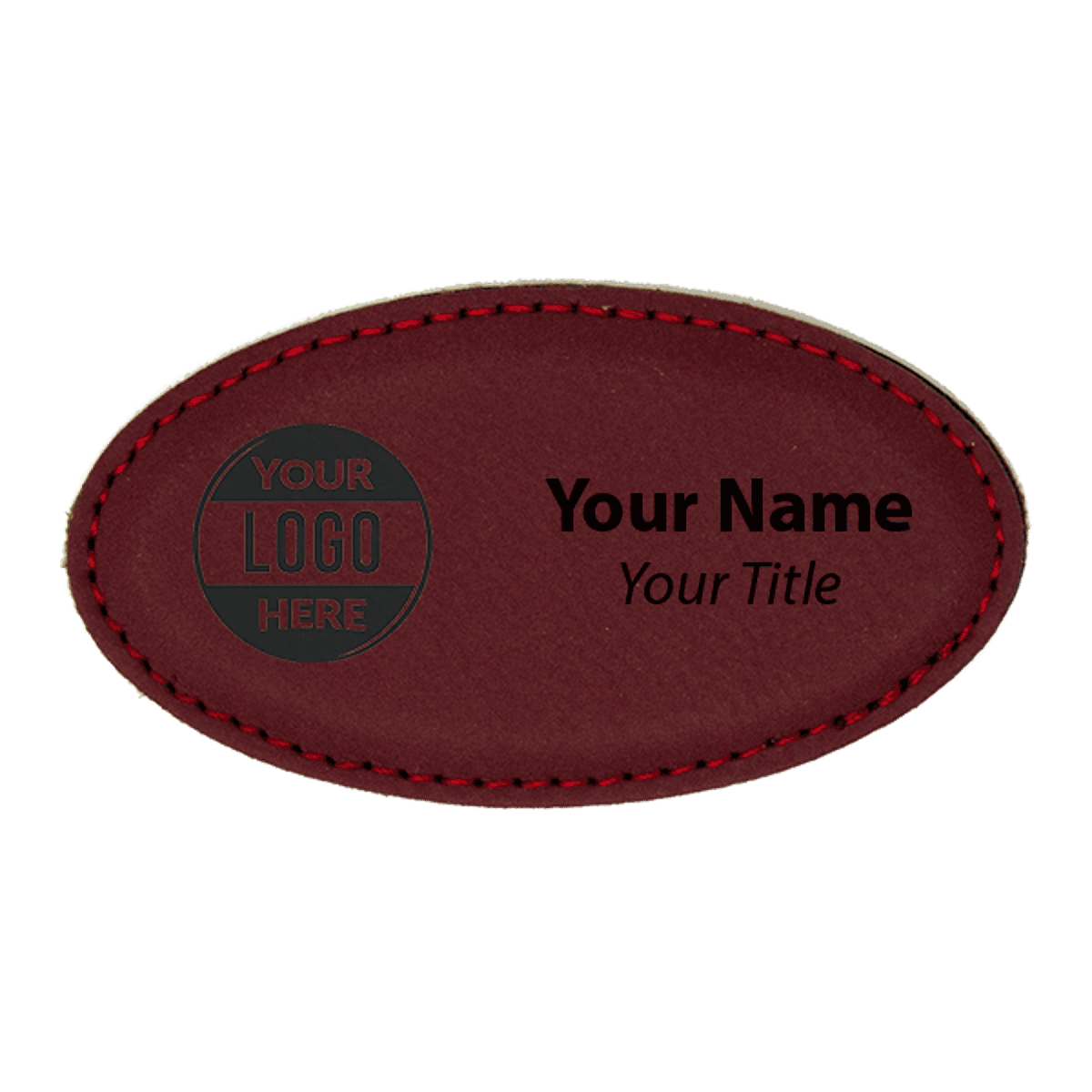 Leatherette Oval Magnetic Name Tag - 1.75" x 3.25"