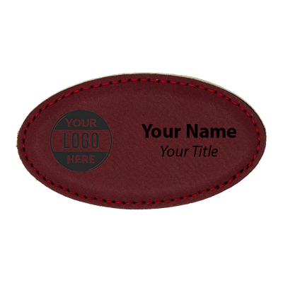 Leatherette Oval Magnetic Name Tag - 1.75" x 3.25"