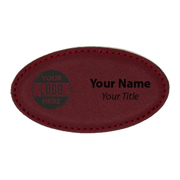 Leatherette Oval 1.75" x 3.25" Magnetic Name Tag