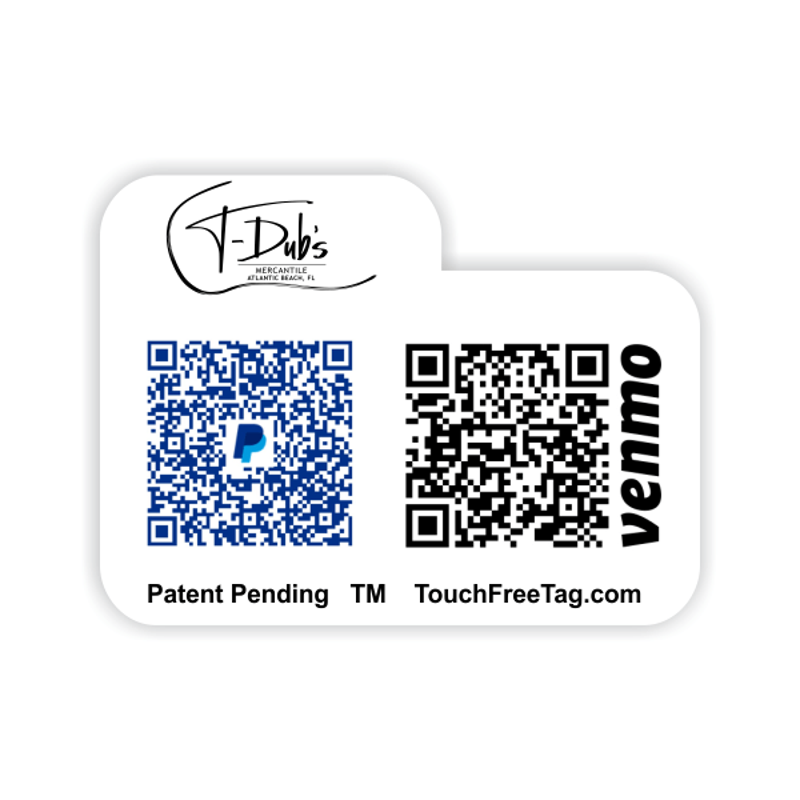 TouchFreeTag Dual QR Code Tab Style Logo Badge