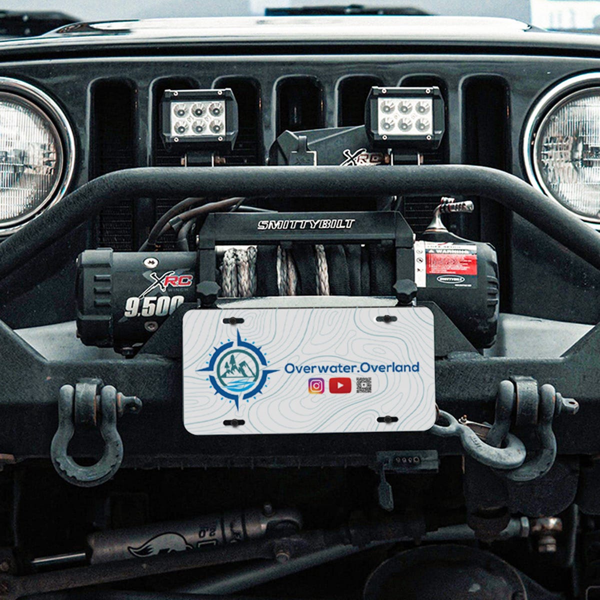 Front License Plate With Social Media Links on a Car