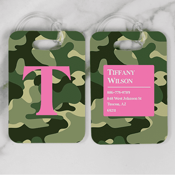 Camouflage Pattern Monogram Luggage Tag