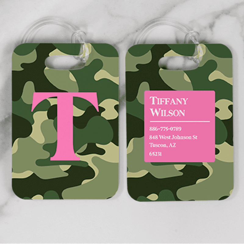 Camouflage Pattern Monogram Luggage Tag