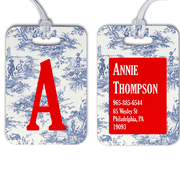 Blue Toile Monogram Luggage Tag