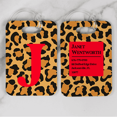 Cheetah Print Monogram Luggage Tag - alternate view