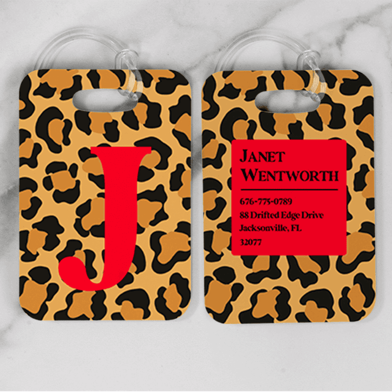 Cheetah Print Monogram Luggage Tag