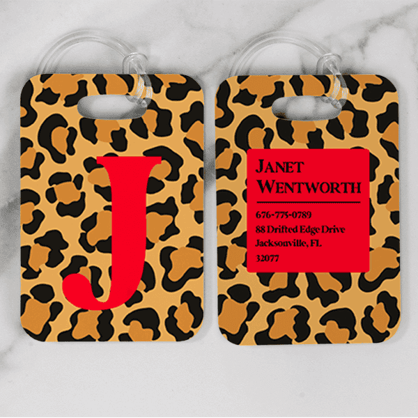Cheetah Print Monogram Luggage Tag