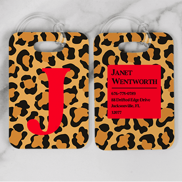 Cheetah Print Monogram Luggage Tag