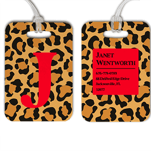 Cheetah Print Monogram Luggage Tag