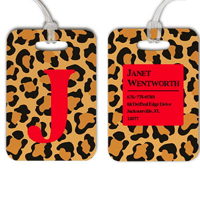 Cheetah Print Monogram Luggage Tag