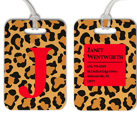 Cheetah Print Monogram Luggage Tag