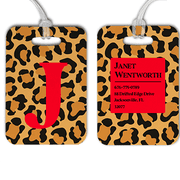 Cheetah Print Monogram Luggage Tag