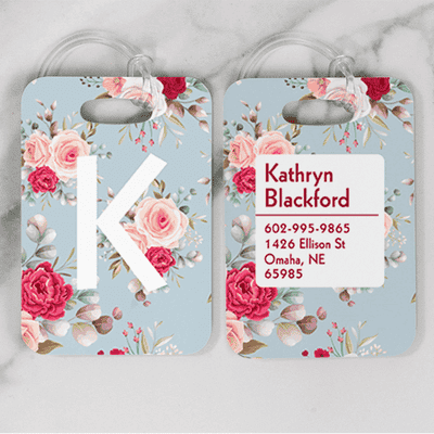 Floral Pattern Monogram Luggage Tag - alternate view