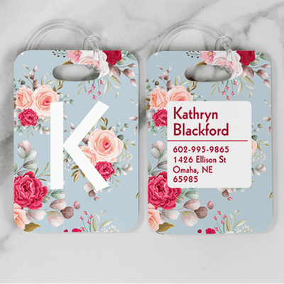 Floral Pattern Monogram Luggage Tag - alternate view