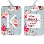 Floral Pattern Monogram Luggage Tag