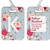 Floral Pattern Monogram Luggage Tag