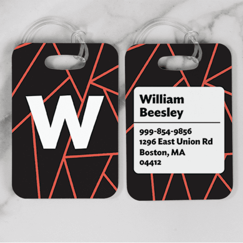 Geometric Pattern Monogram Luggage Tag