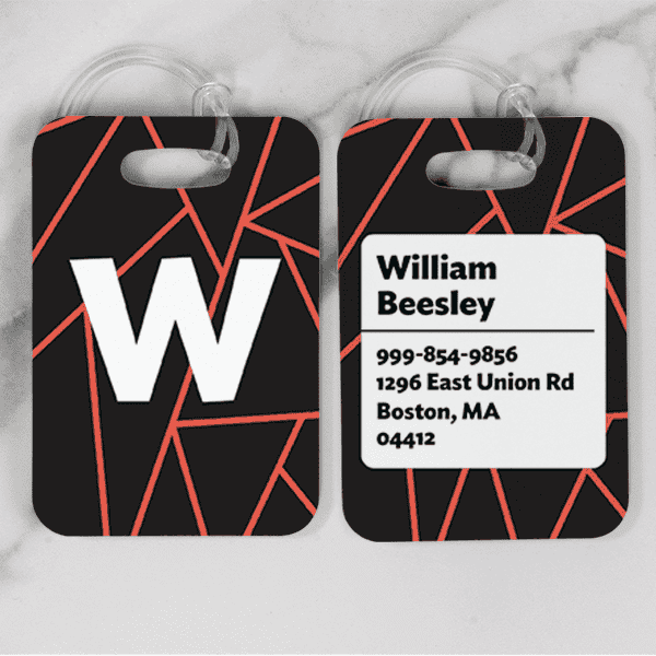 Geometric Pattern Monogram Luggage Tag