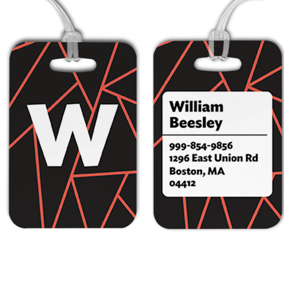 Geometric Pattern Monogram Luggage Tag