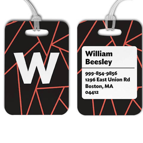 Geometric Pattern Monogram Luggage Tag