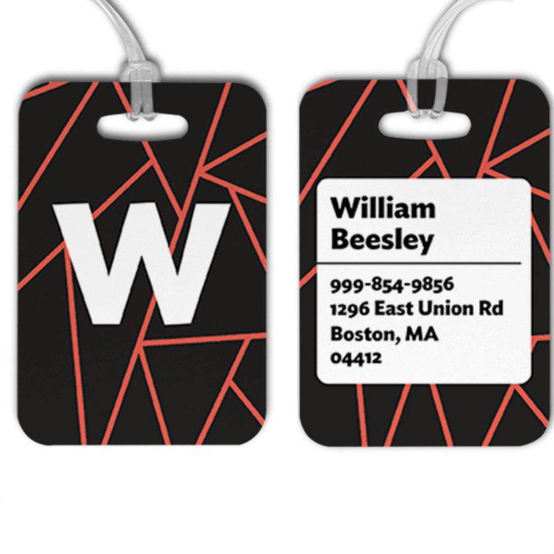 Geometric Pattern Monogram Luggage Tag