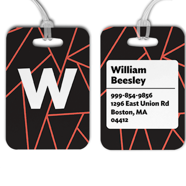 Geometric Pattern Monogram Luggage Tag