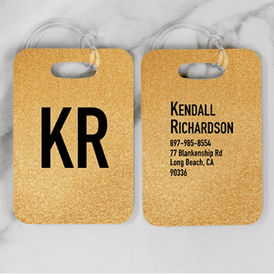 Gold Texture Monogram Luggage Tag - alternate view