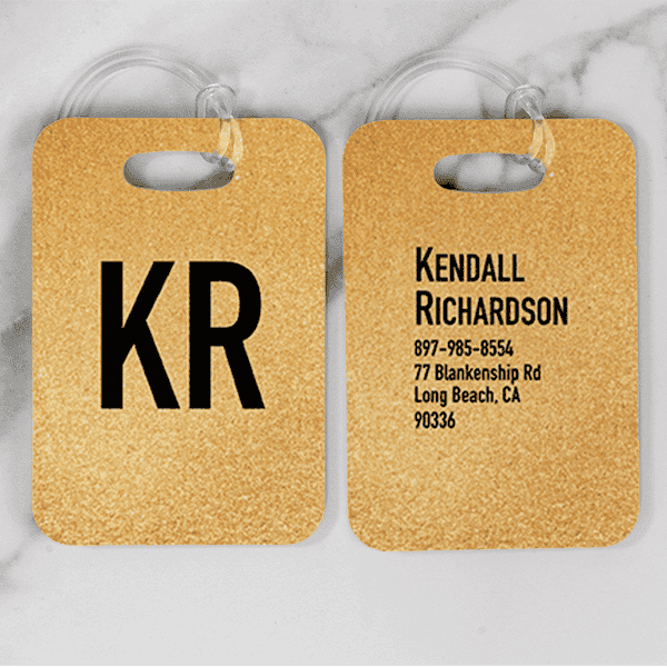 Gold Texture Monogram Luggage Tag