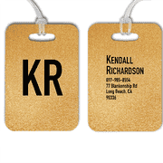 Gold Texture Monogram Luggage Tag